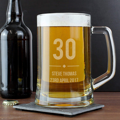 Personalised Memento Glasses & Barware Personalised Big Age Glass Pint Stern Tankard