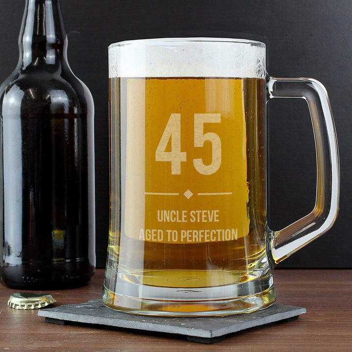 Personalised Memento Glasses &amp; Barware Personalised Big Age Glass Pint Stern Tankard