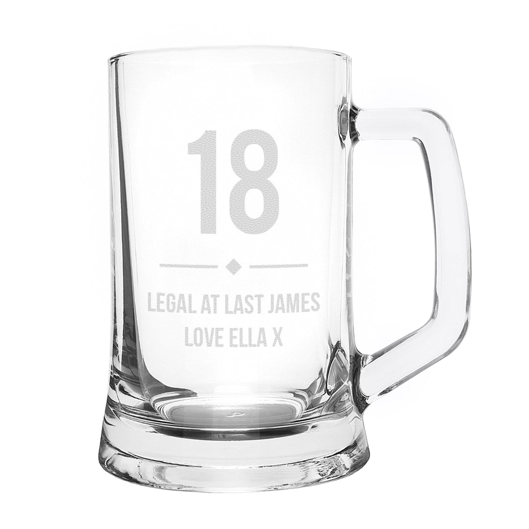 Personalised Memento Glasses &amp; Barware Personalised Big Age Glass Pint Stern Tankard