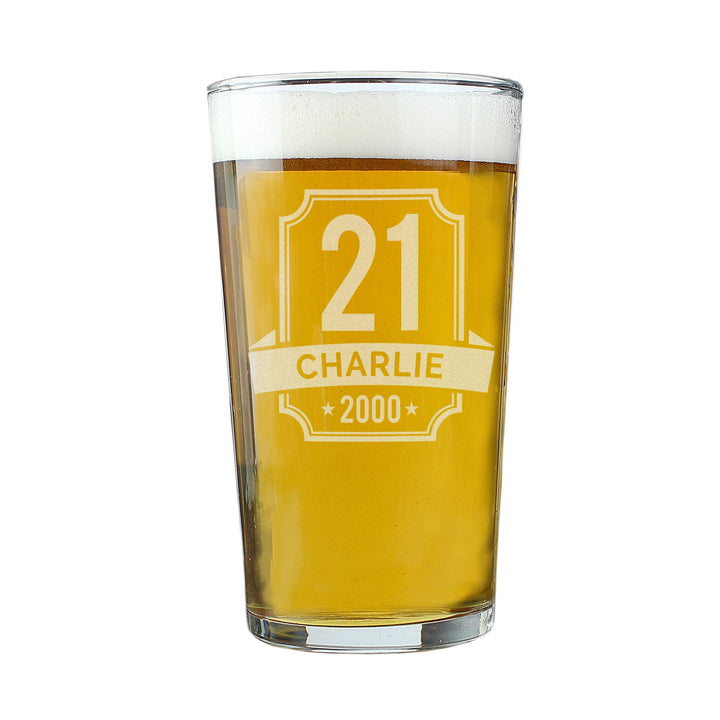 Personalised Memento Personalised Big Age &amp; Name Birthday Pint Glass