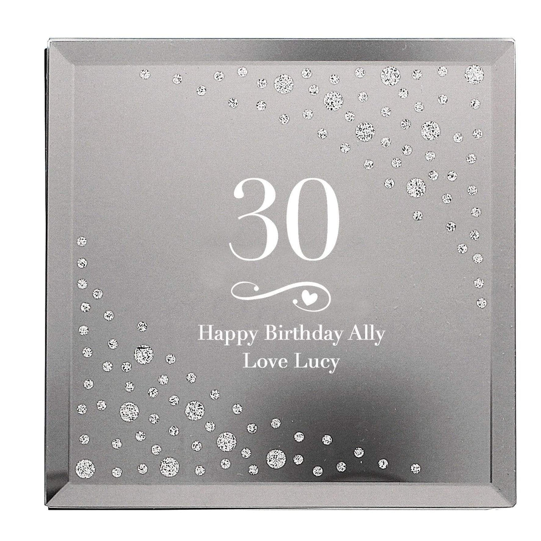 Personalised Memento Trinket, Jewellery &amp; Keepsake Boxes Personalised Big Age Swirls &amp; Hearts Diamante Glass Trinket Box