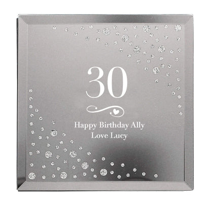 Personalised Memento Trinket, Jewellery & Keepsake Boxes Personalised Big Age Swirls & Hearts Diamante Glass Trinket Box