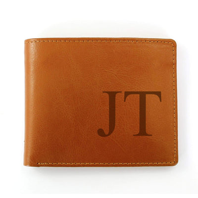 Personalised Memento Leather Personalised Big Initials Tan Leather Wallet