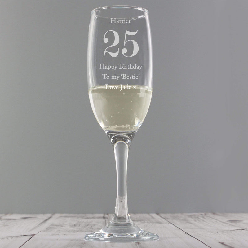 Personalised Memento Glasses & Barware Personalised Birthday Big Age Flute