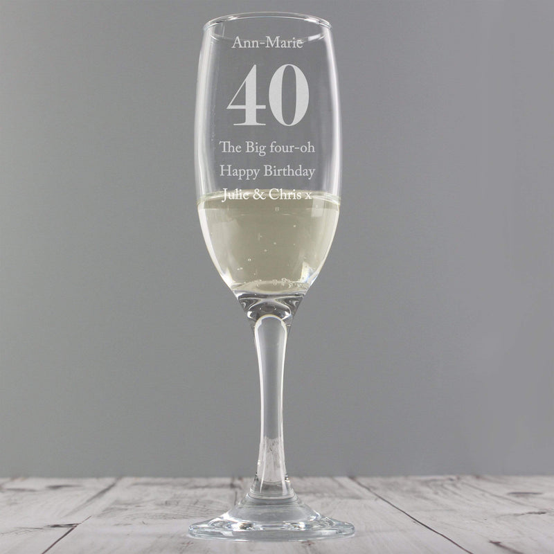 Personalised Memento Glasses & Barware Personalised Birthday Big Age Flute