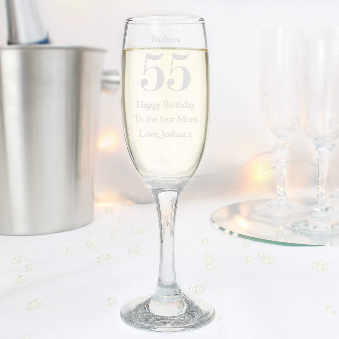 Personalised Memento Glasses &amp; Barware Personalised Birthday Big Age Flute