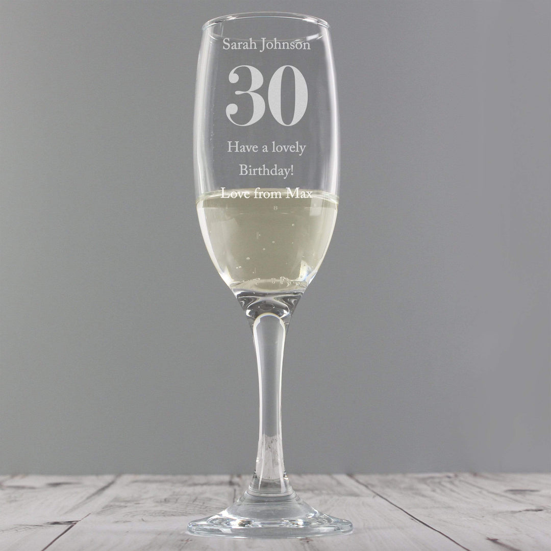 Personalised Memento Glasses &amp; Barware Personalised Birthday Big Age Flute