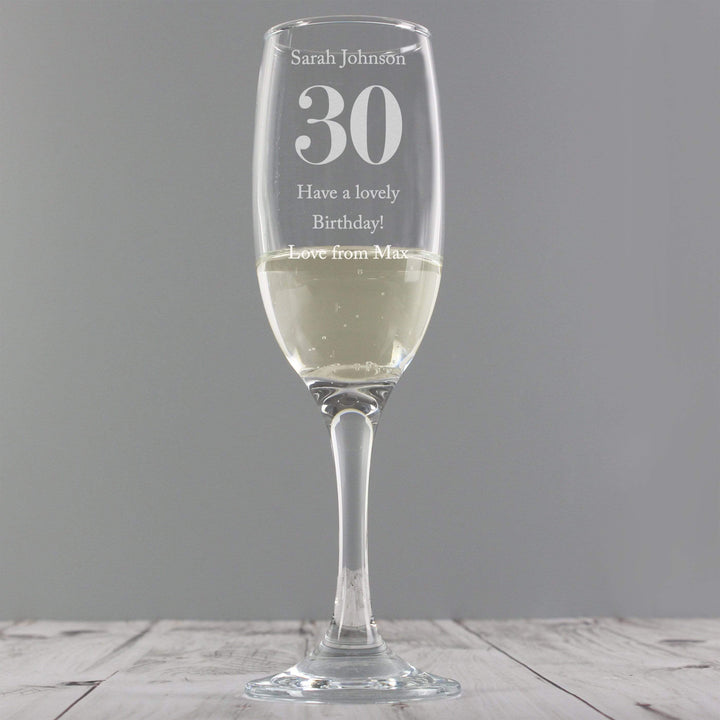 Personalised Memento Glasses &amp; Barware Personalised Birthday Big Age Flute
