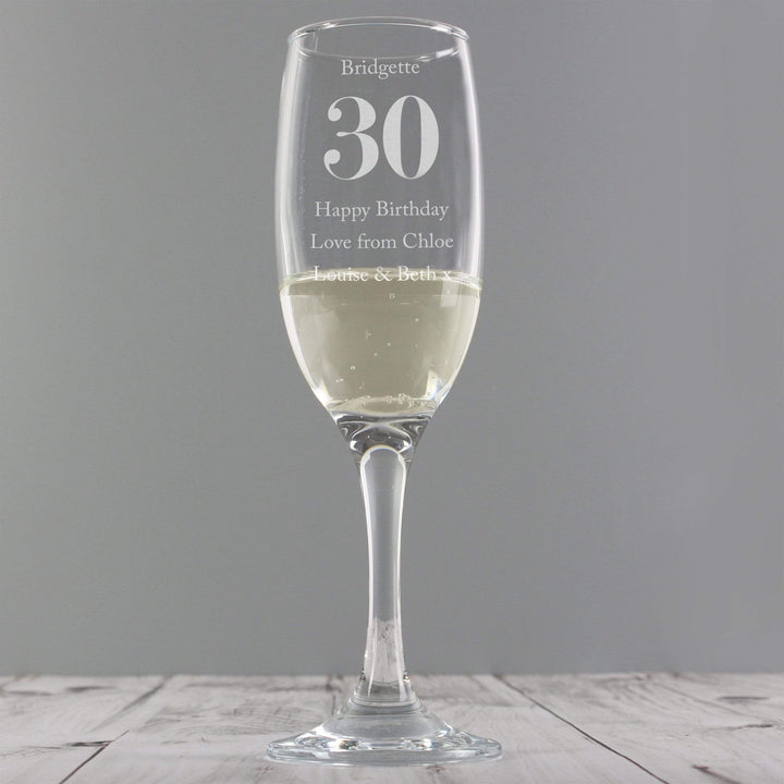 Personalised Memento Glasses &amp; Barware Personalised Birthday Big Age Flute