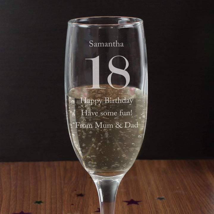Personalised Memento Glasses &amp; Barware Personalised Birthday Big Age Flute
