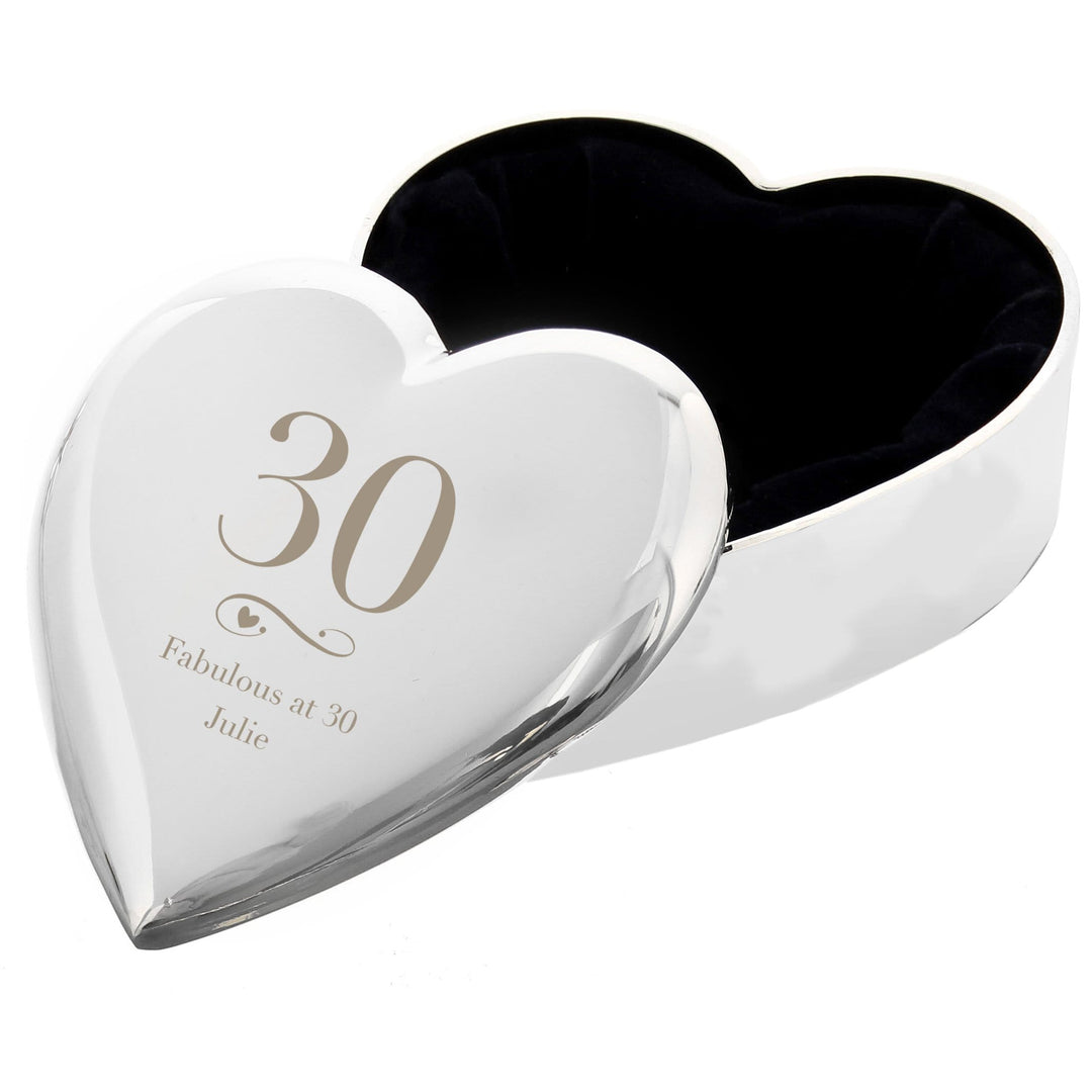 Personalised Memento Trinket, Jewellery &amp; Keepsake Boxes Personalised Birthday Big Age Heart Trinket Box