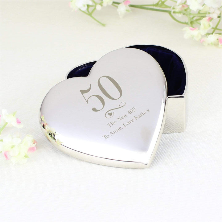 Personalised Memento Trinket, Jewellery &amp; Keepsake Boxes Personalised Birthday Big Age Heart Trinket Box