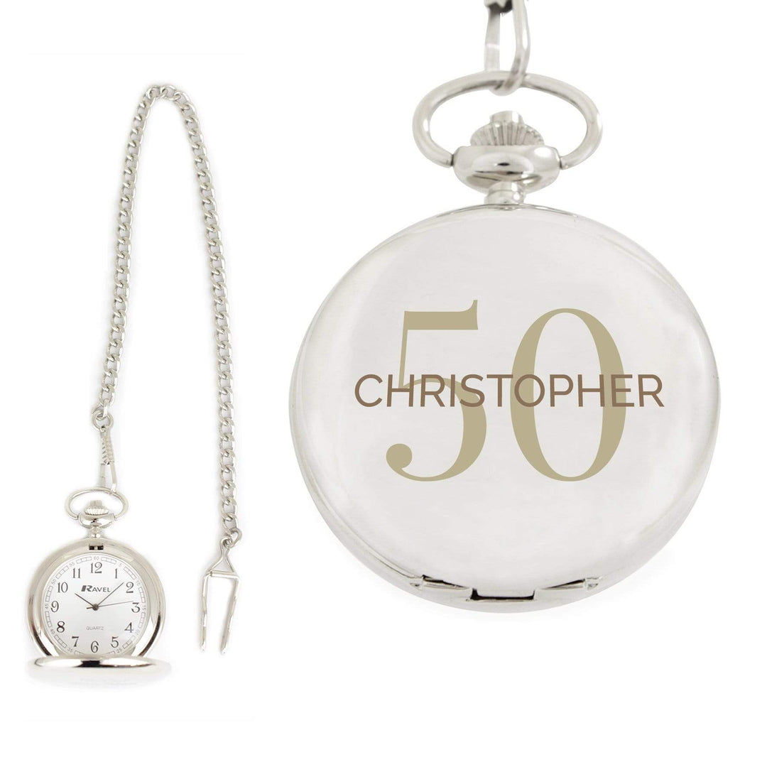 Personalised Memento Clocks &amp; Watches Personalised Birthday Big Age Pocket Fob Watch