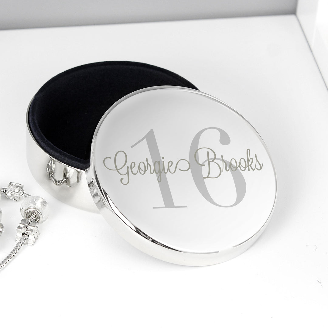 Personalised Memento Personalised Birthday Big Age Round Trinket Box