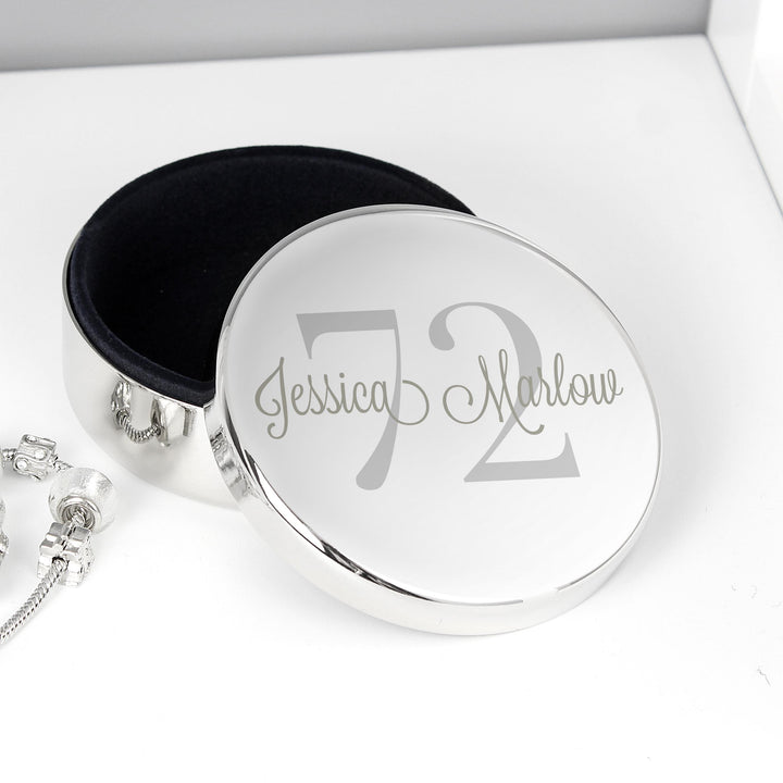 Personalised Memento Personalised Birthday Big Age Round Trinket Box