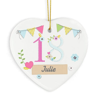 Personalised Memento Hanging Decorations & Signs Personalised Birthday Craft Ceramic Heart
