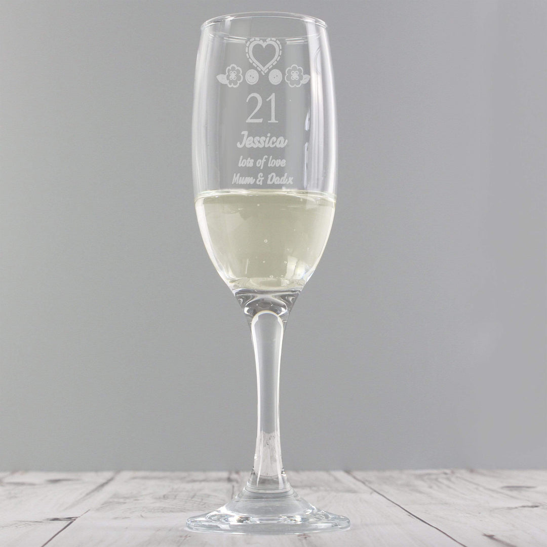 Personalised Memento Glasses &amp; Barware Personalised Birthday Craft Flute Glass