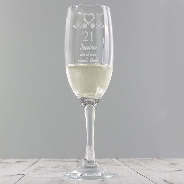 Personalised Memento Glasses &amp; Barware Personalised Birthday Craft Flute Glass