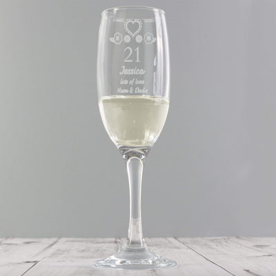 Personalised Memento Glasses & Barware Personalised Birthday Craft Flute Glass