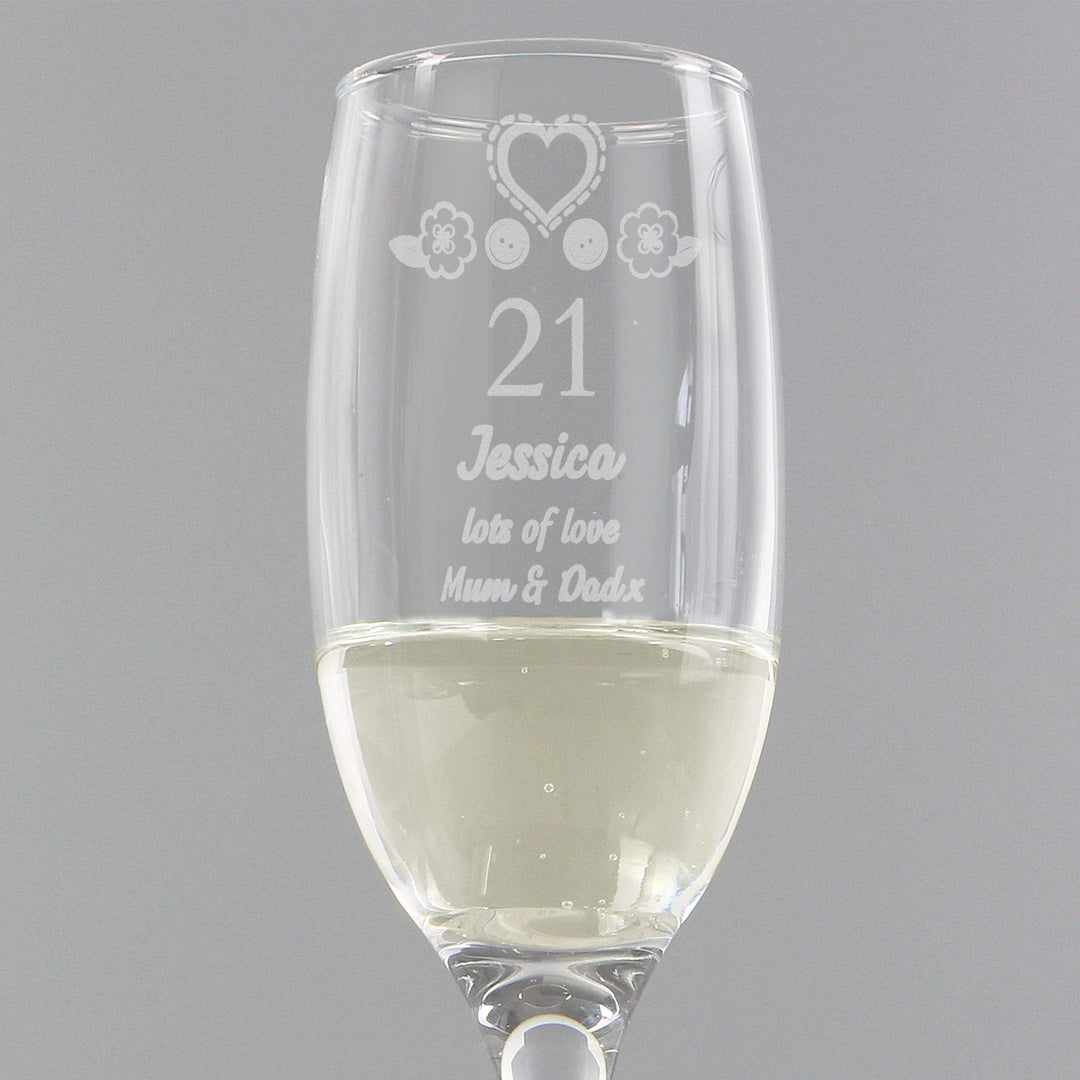 Personalised Memento Glasses &amp; Barware Personalised Birthday Craft Flute Glass