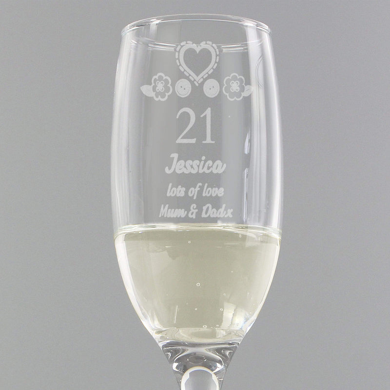 Personalised Memento Glasses & Barware Personalised Birthday Craft Flute Glass