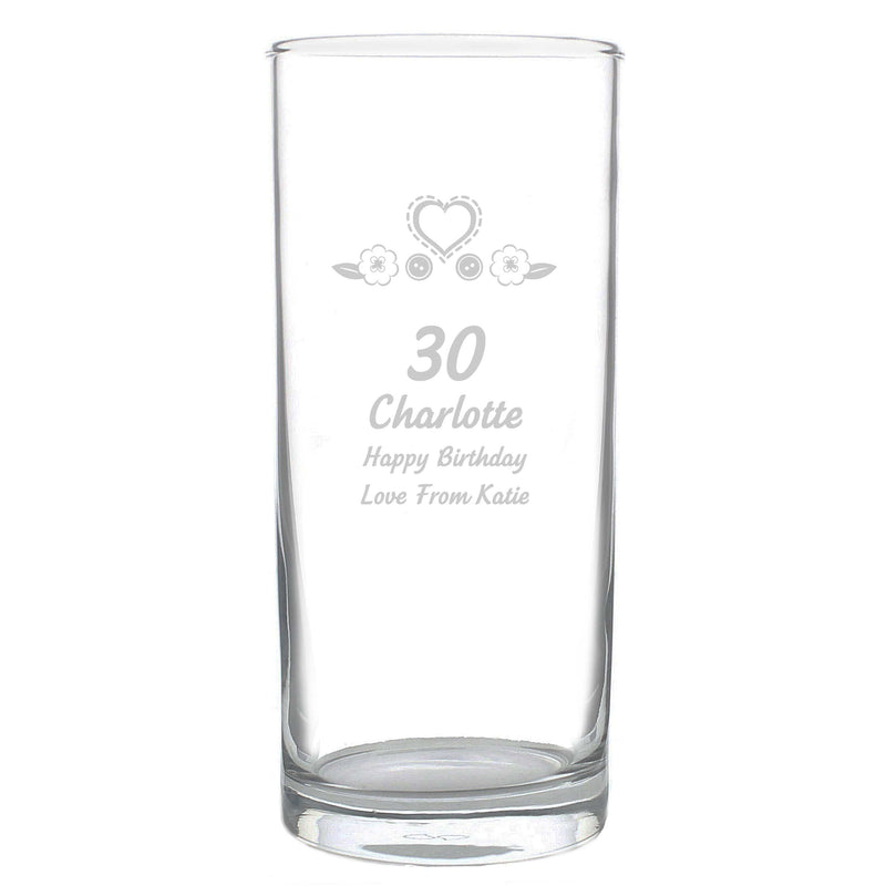 Personalised Memento Glasses & Barware Personalised Birthday Craft Hi Ball Glass