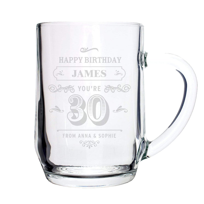 Personalised Memento Glasses & Barware Personalised Birthday Vintage Typography Tankard