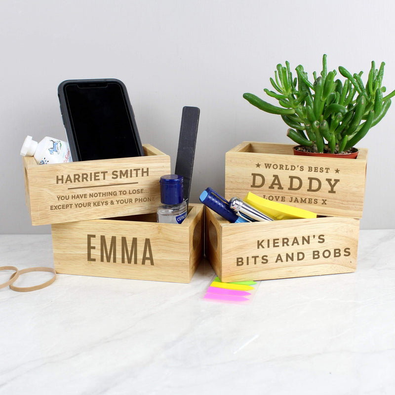 Personalised Memento Personalised Bits & Bobs Mini Wooden Crate
