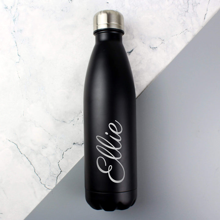 Personalised Memento Food &amp; Drink Personalised Black Metal Insulated Drinks Bottle