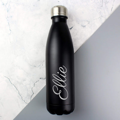 Personalised Memento Food & Drink Personalised Black Metal Insulated Drinks Bottle