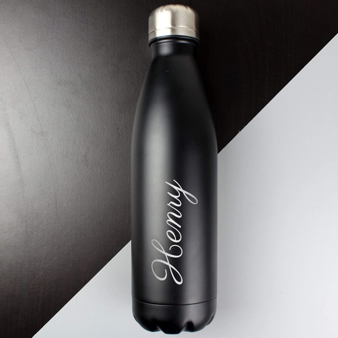Personalised Memento Food &amp; Drink Personalised Black Metal Insulated Drinks Bottle
