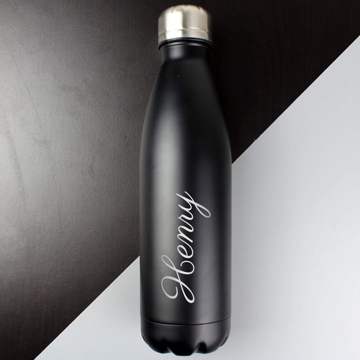 Personalised Memento Food &amp; Drink Personalised Black Metal Insulated Drinks Bottle