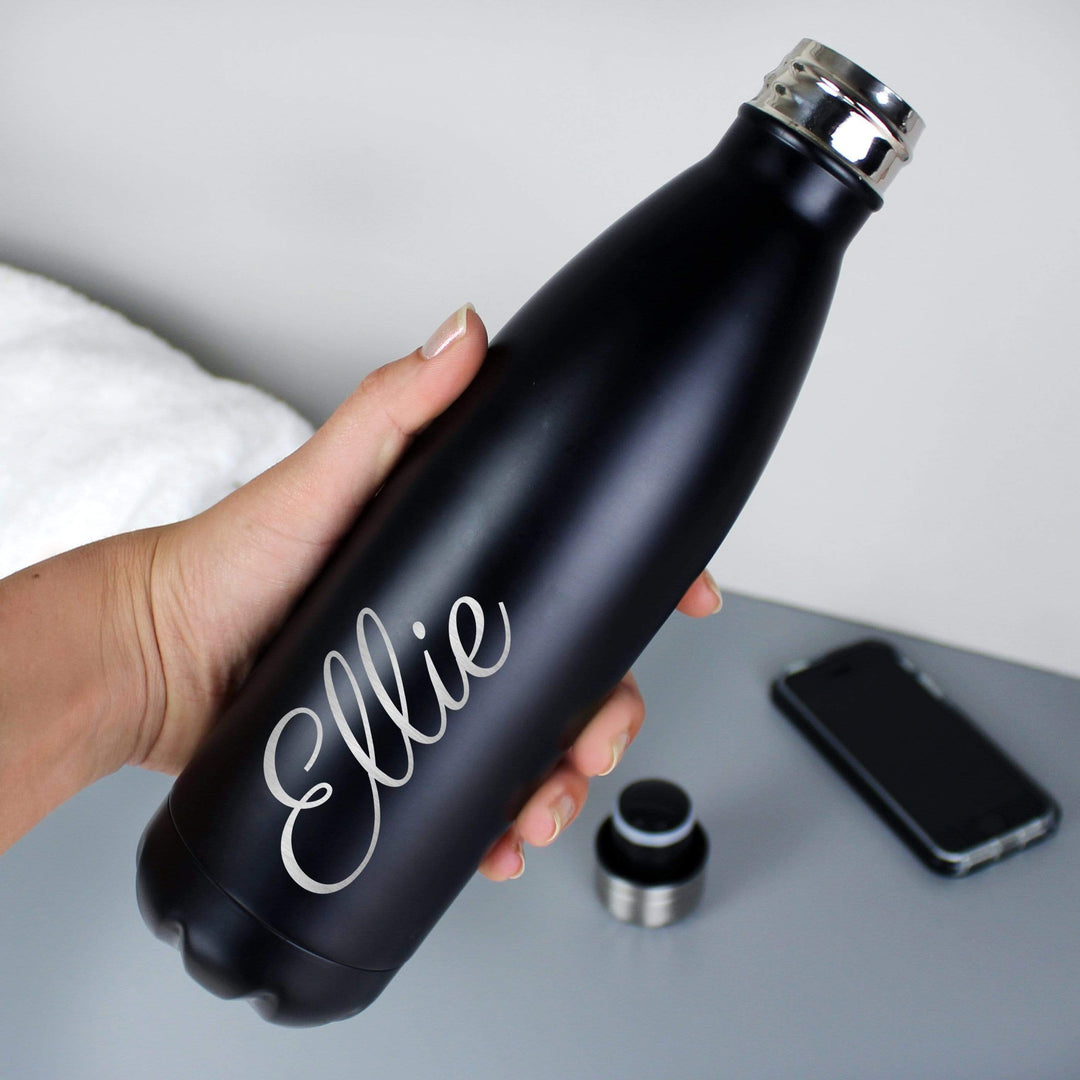 Personalised Memento Food &amp; Drink Personalised Black Metal Insulated Drinks Bottle