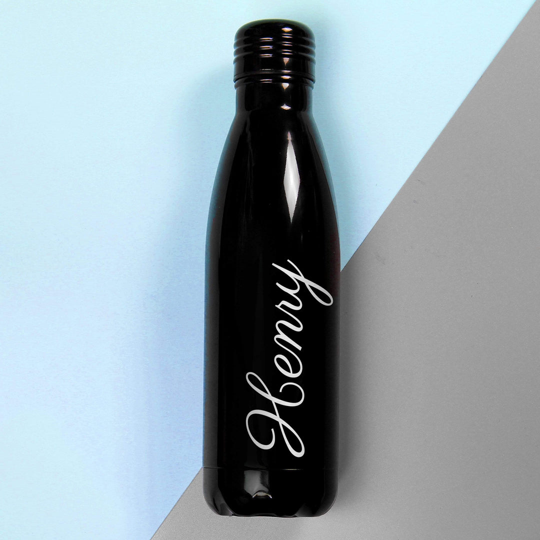 Personalised Memento Food &amp; Drink Personalised Black Metal Insulated Drinks Bottle