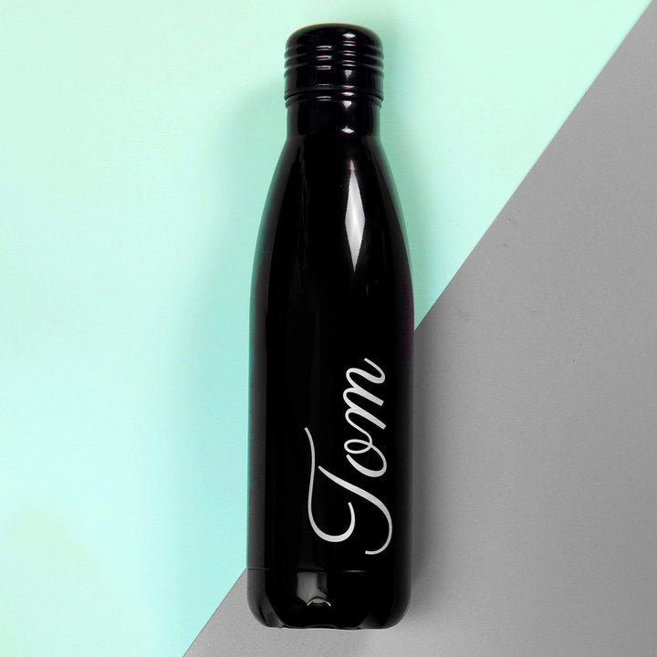 Personalised Memento Food &amp; Drink Personalised Black Metal Insulated Drinks Bottle