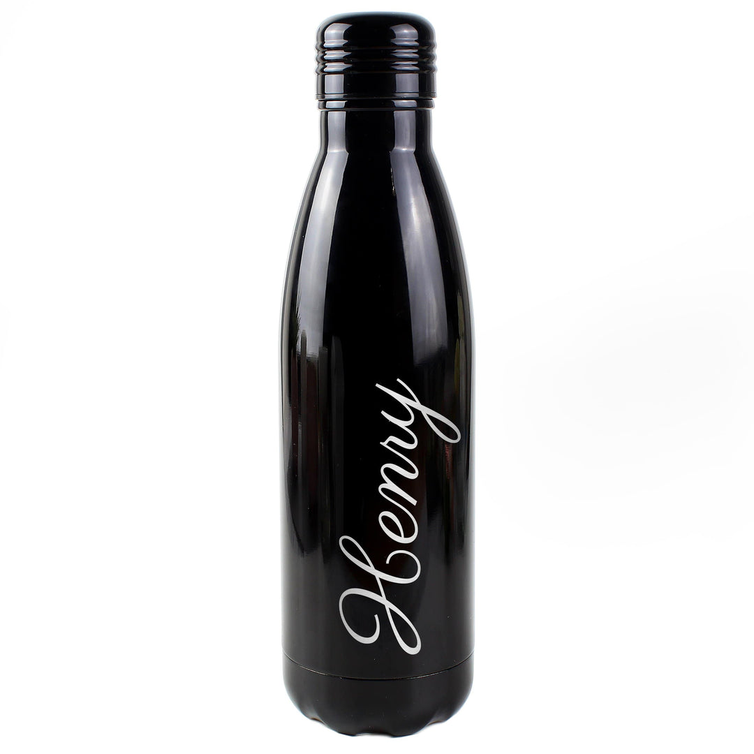Personalised Memento Food &amp; Drink Personalised Black Metal Insulated Drinks Bottle