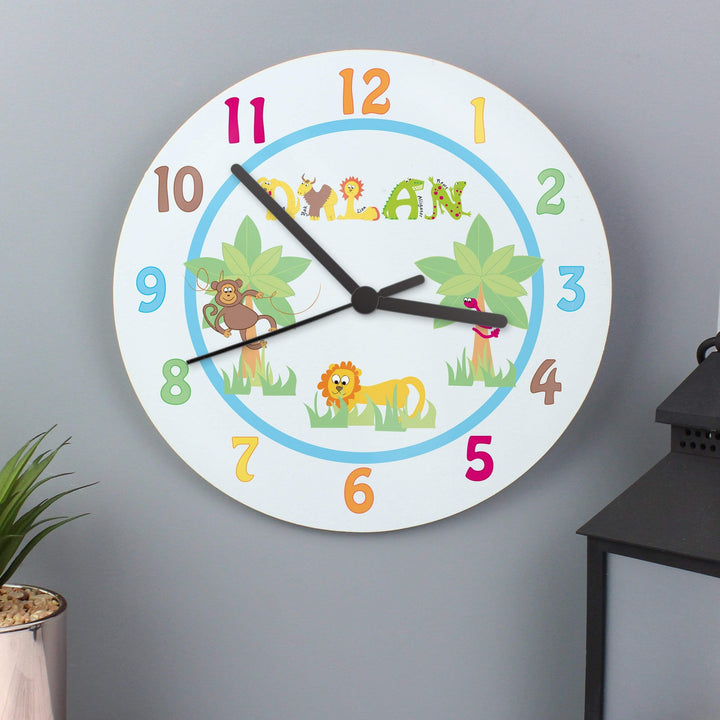 Personalised Memento Clocks &amp; Watches Personalised Blue Animal Alphabet Clock