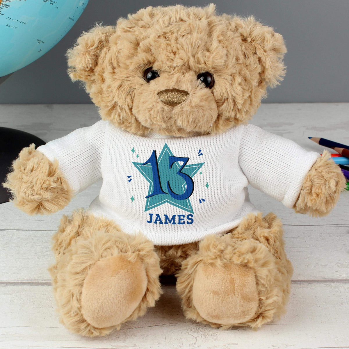 Personalised Memento Personalised Blue Big Age Teddy Bear