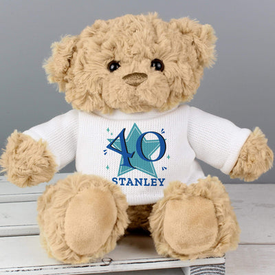 Personalised Memento Personalised Blue Big Age Teddy Bear