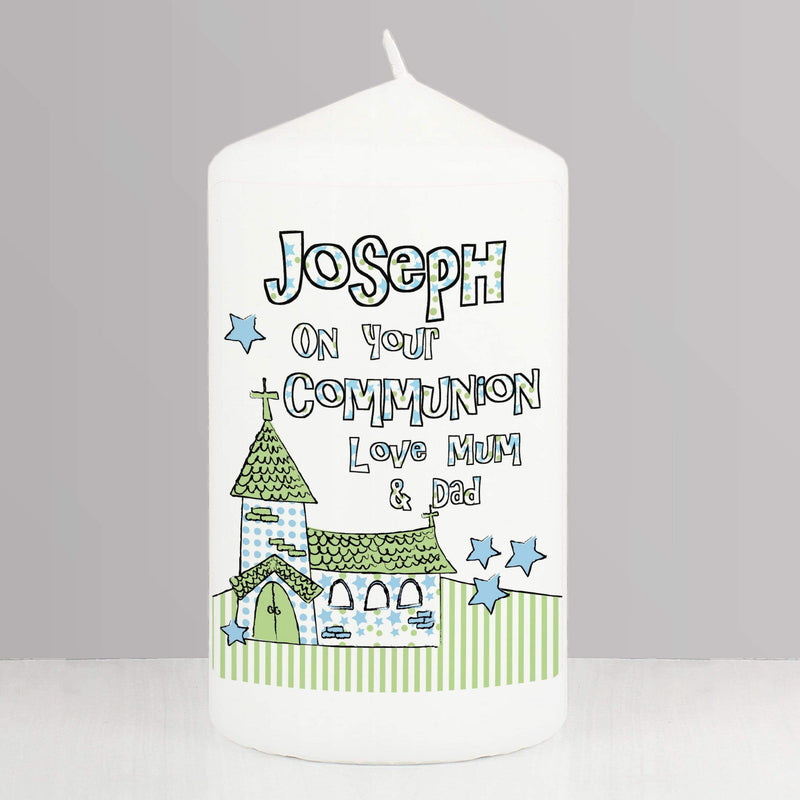 Personalised Memento Candles & Reed Diffusers Personalised Blue Church Candle