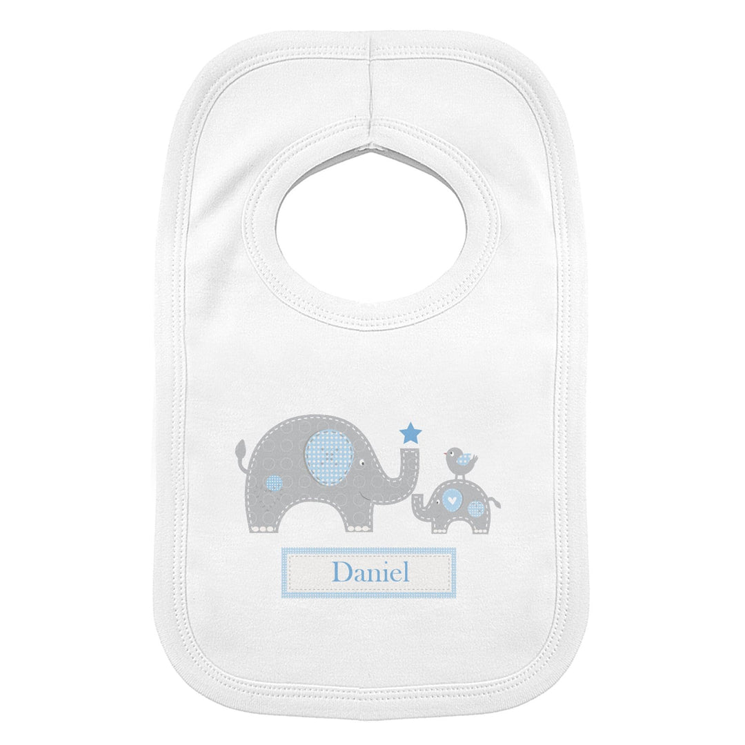 Personalised Memento Mealtime Essentials Personalised Blue Elephant 0-3 Months Baby Bib