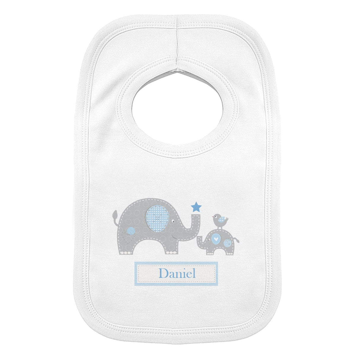 Personalised Memento Mealtime Essentials Personalised Blue Elephant 0-3 Months Baby Bib