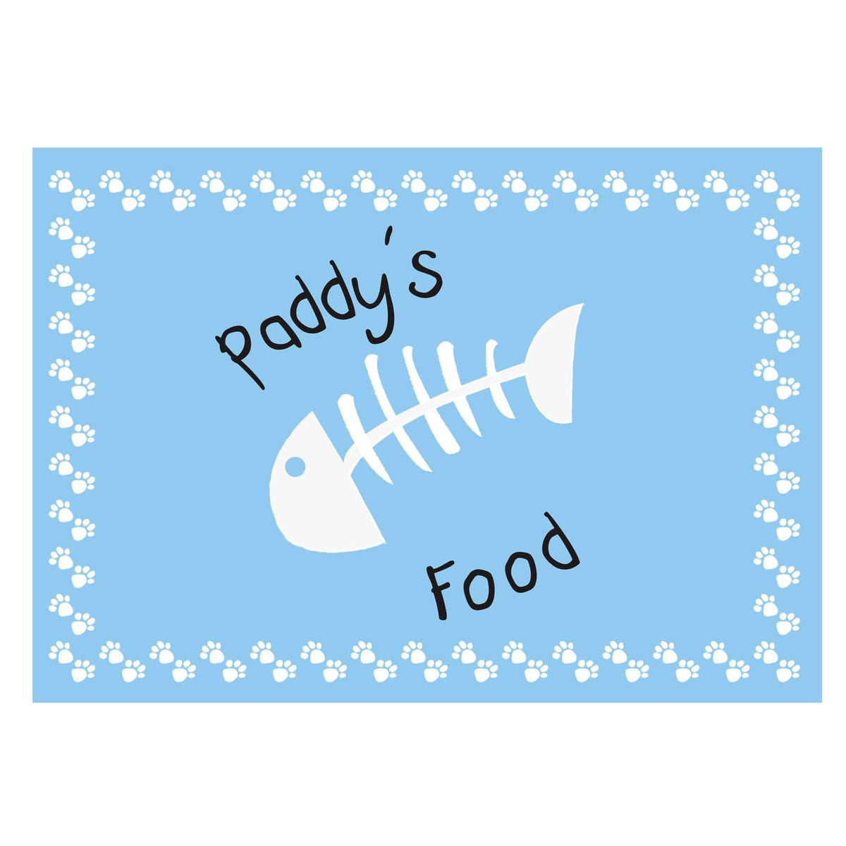 Personalised Memento Mealtime Essentials Personalised Blue Fish Bone Cat Placemat