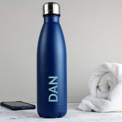 Personalised Memento Mealtime Essentials Personalised Blue Metal Insulated Water Bottle