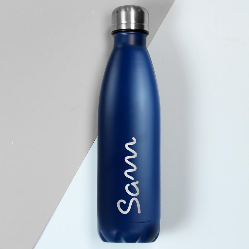 Personalised Memento Personalised Blue Metal Water Bottle