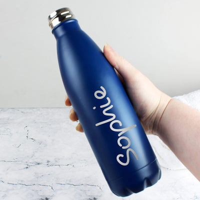 Personalised Memento Personalised Blue Metal Water Bottle