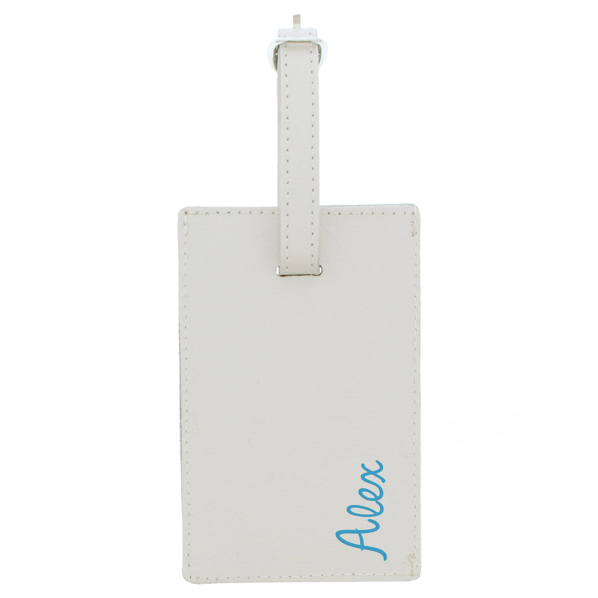 Personalised Memento Leather Personalised Blue Name Cream Luggage Tag