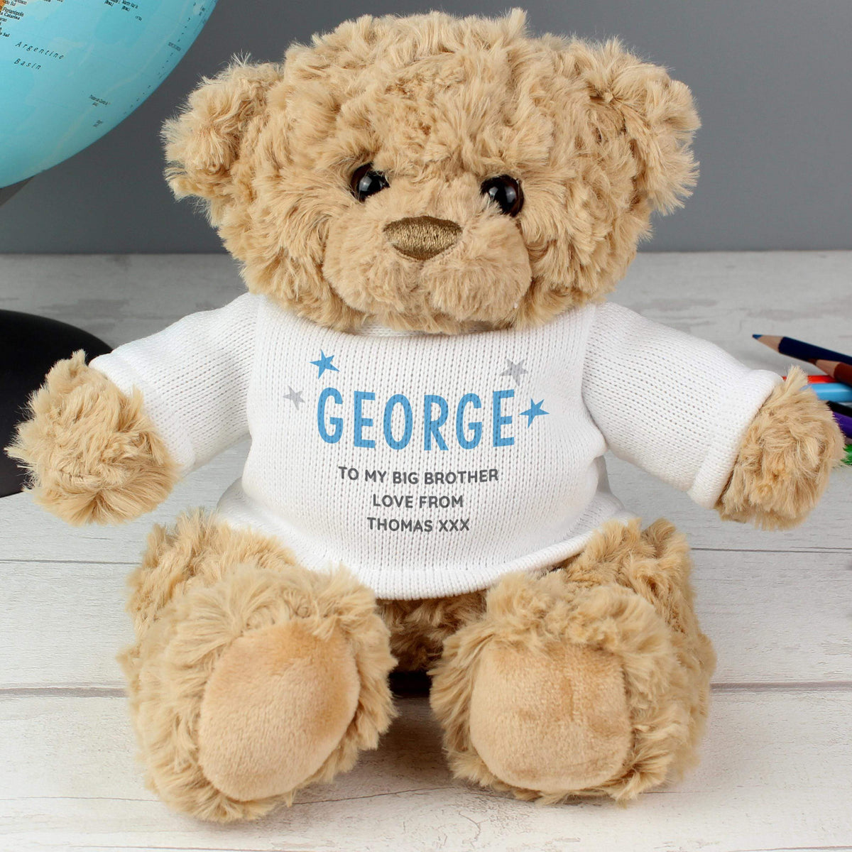 Personalised Memento Personalised Blue Name & Message Teddy Bear