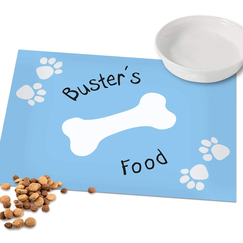 Personalised Memento Mealtime Essentials Personalised Blue Paw Print Dog Placemat