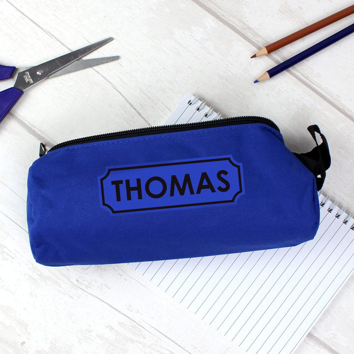 Personalised Memento Stationery &amp; Pens Personalised Blue Pencil Case